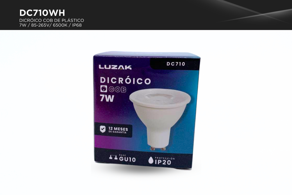 Dicróico COB de Plástico 7W (6500K, GU10)