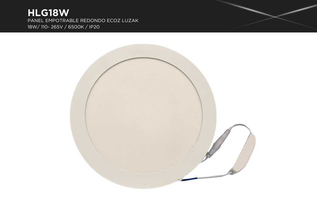 Panel Empotrable Redondo Ecoz LUZAK 18W 6500K