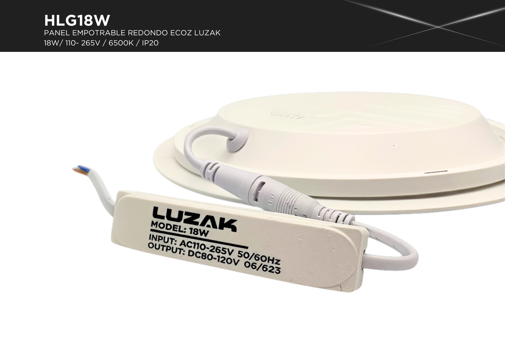 Panel Empotrable Redondo Ecoz LUZAK 18W 6500K
