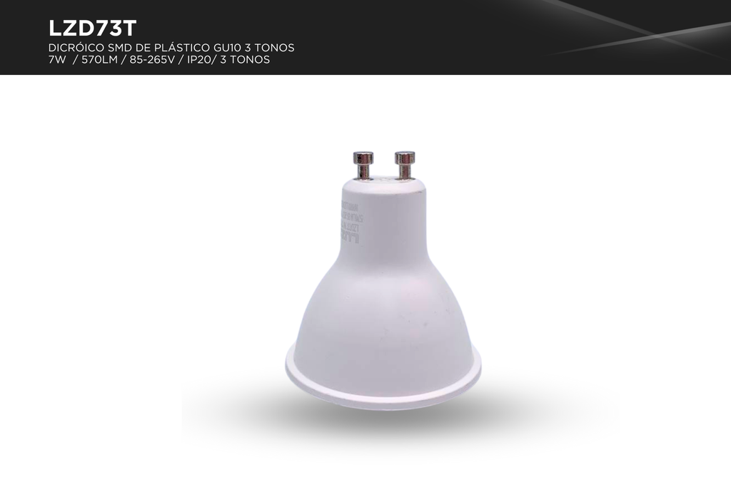 Dicróico SMD de Plástico GU10 7W 3 tonos