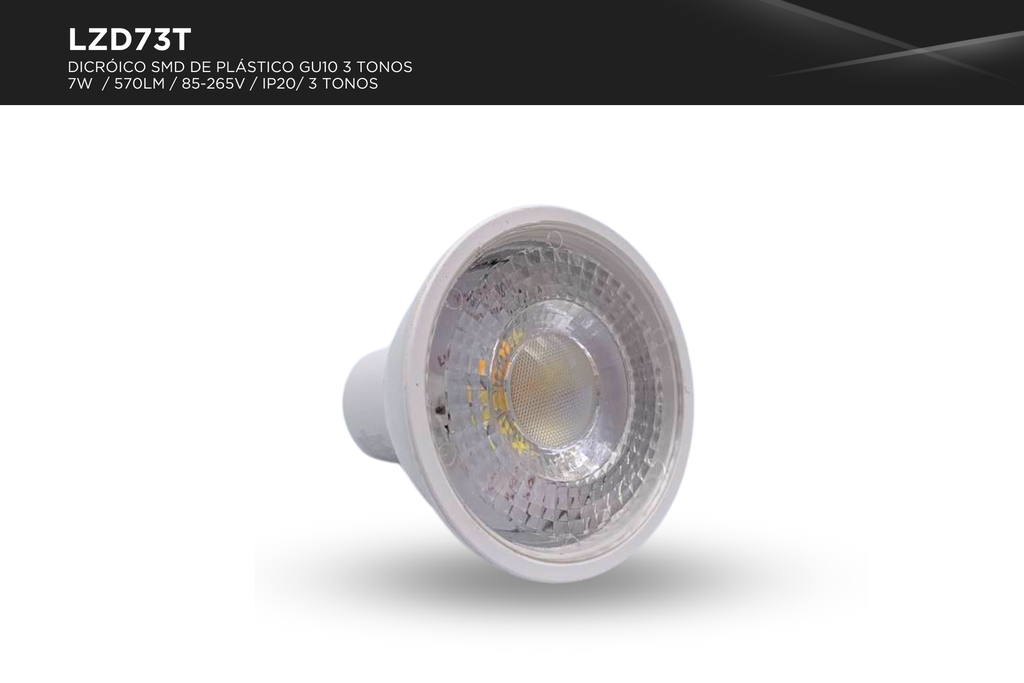 Dicróico SMD de Plástico GU10 7W 3 tonos