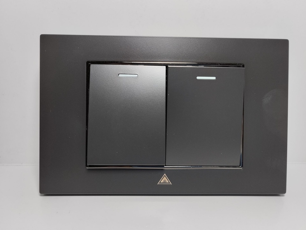 Toma Interruptor Doble ADORA Negro Silver