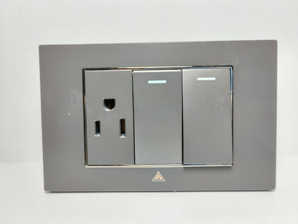 Toma Interruptor - Corriente Doble ADORA Negro Silver