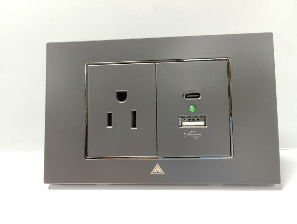 Toma Corriente con USB ADORA Negro Silver