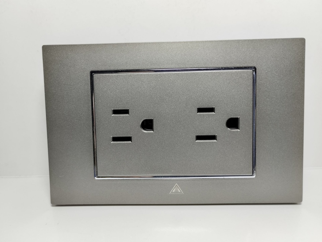 Toma Corriente Doble ADORA Gris Silver