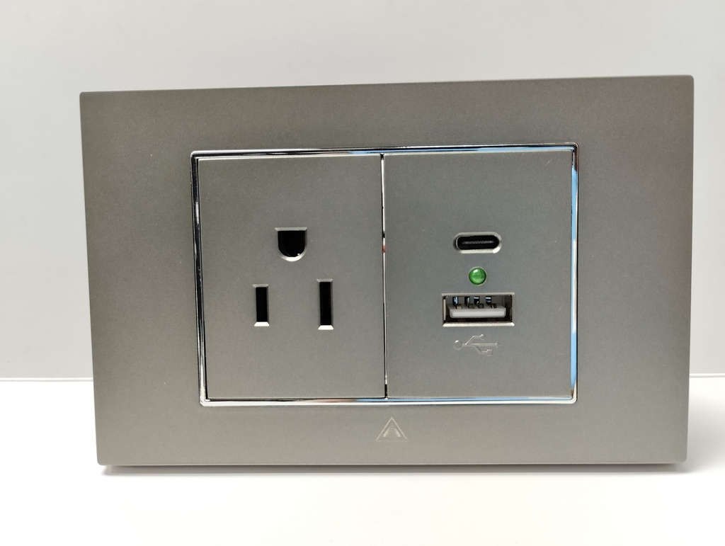 Toma Corriente con USB ADORA Gris Silver