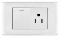 Toma Interruptor - Corriente LUXE blanco-plateado