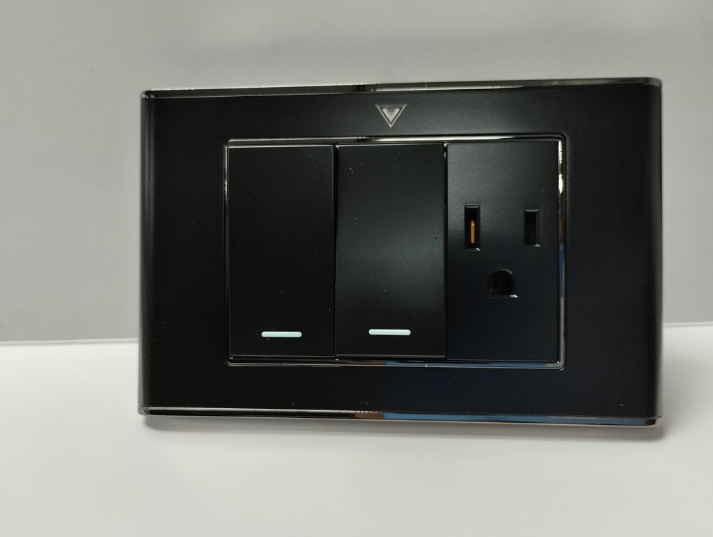 Toma Interruptor - Corriente Doble LUXE negro