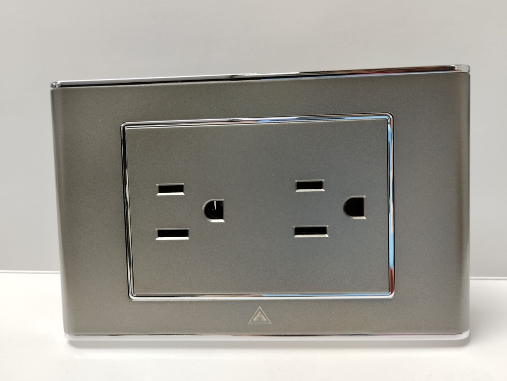 Toma Corriente Doble LUXE Gris Silver
