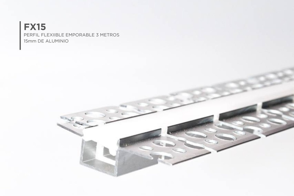 Perfil Flexible Empotrable de 3M 15mm de Aluminio