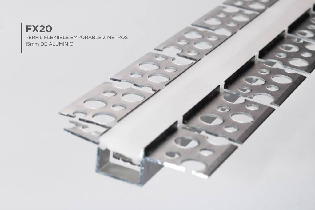 Perfil Flexible Empotrable de 3M 20mm de Aluminio
