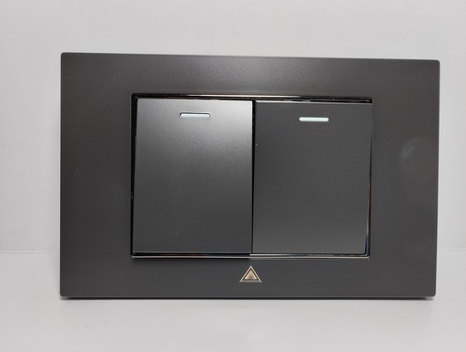 [ANTTJS102B] Toma Interruptor Doble ADORA Negro Silver