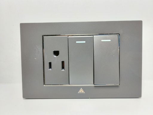 [ANTTMJS1DB] Toma Interruptor - Corriente Doble ADORA Negro Silver