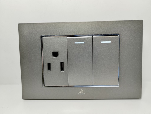 [AGTTMJS1DG] Toma Interruptor - Corriente Doble ADORA Gris Silver