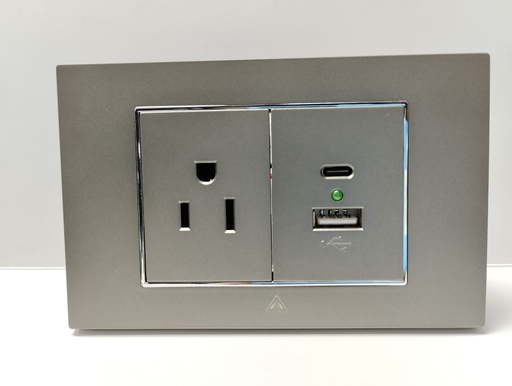 [AGTMJS1USBG] Toma Corriente con USB ADORA Gris Silver