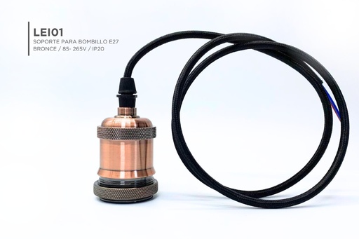 [LEI01] Soporte para Bombillo E27 Bronce