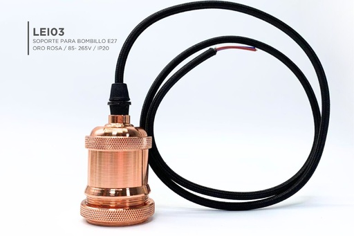 [LEI03] Soporte para Bombillo E27 Oro Rosa