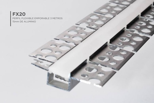 [FX20] Perfil Flexible Empotrable de 3M 20mm de Aluminio