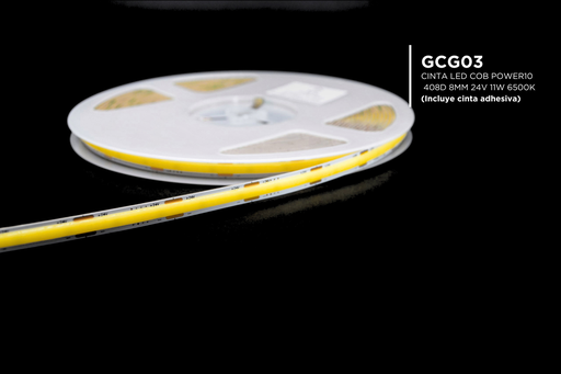 [GCG03] Cinta Led COB POWER10 11W 24V 408D 6500K 8MMx10MTS