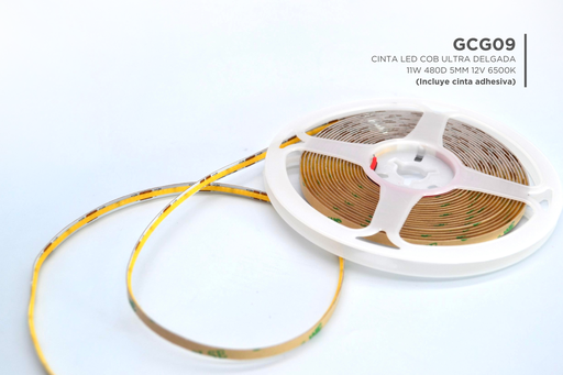[GCG09] Cinta Led COB ULTRA DELGADA 12V 11W 480D 6500K 5MMx5M 