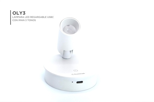 [OLY3] Lámpara de Pared Recargable USBC con imán 3 tonos Blanco